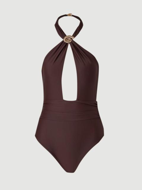 KAREN MILLEN Shell Hardware Halterneck Swimsuit