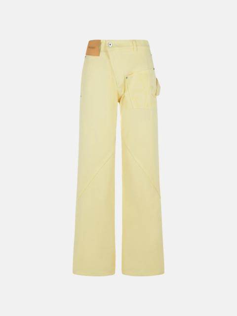 JW Anderson WORKWEAR' COTTON PANTS WITH YELLOW TWISTED LEG