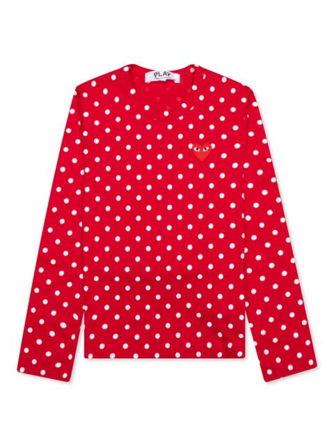 Comme des Garçons PLAY COMME DES GARCONS PLAY WOMEN'S POLKA DOT LONG SLEEVE T-SHIRT - RED