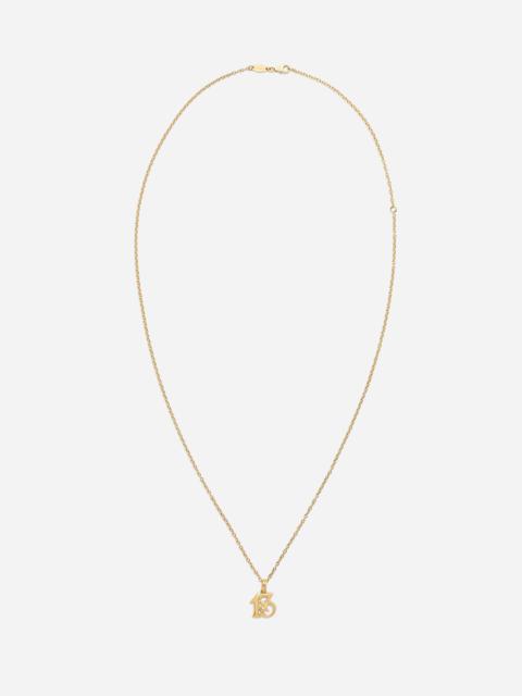 Dolce & Gabbana Good luck number 13 pendant on yellow gold chain