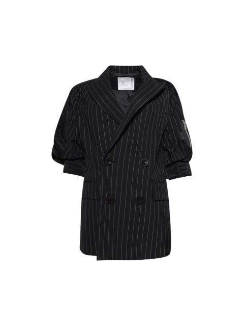 sacai Sacai Wool Silk Suiting Nylon Twill Jacket 'Black