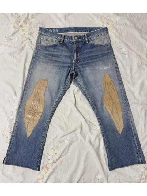 visvim visvim 20ss social sculpture sheepskin patch washed denim jeans