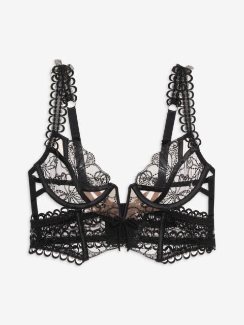 For Love & Lemons Swirly Floral Embroidered Bustier