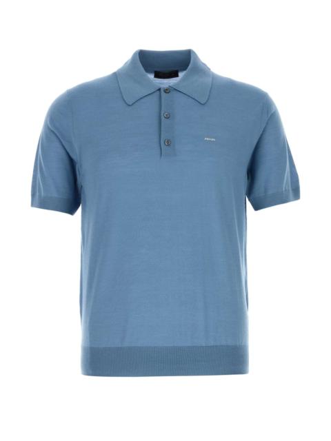 Prada Prada Men Cerulean Blue Wool Polo Shirt