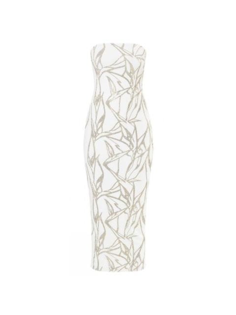 ALEXANDRE VAUTHIER White Beaded Strapless Midi Dress