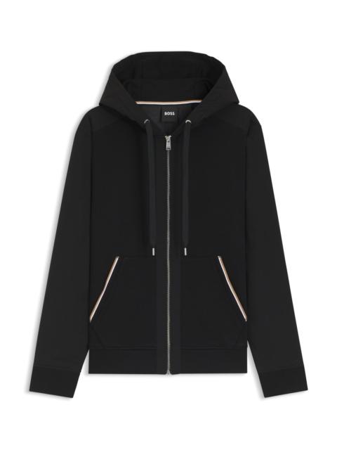 BOSS COTTON-TERRY ZIP-UP HOODIE WITH SIGNATURE-STRIPE TRIMS