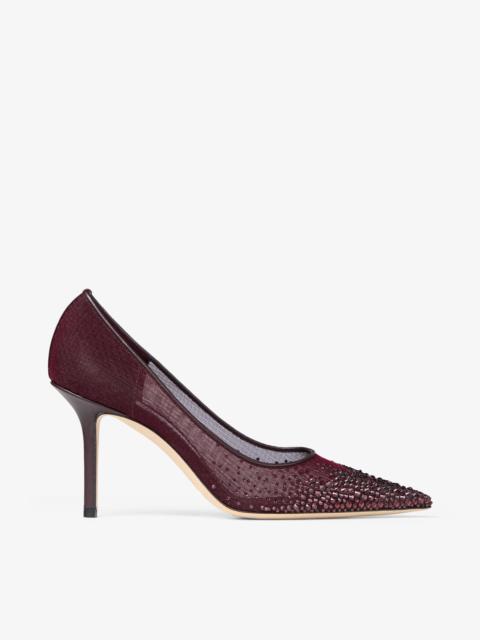 JIMMY CHOO Love 85
Deep Merlot Mesh Pumps with Galaxy Crystal