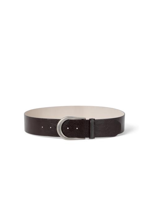 Brunello Cucinelli Brunello Cucinelli Glossy calfskin belt in Black at Nordstrom