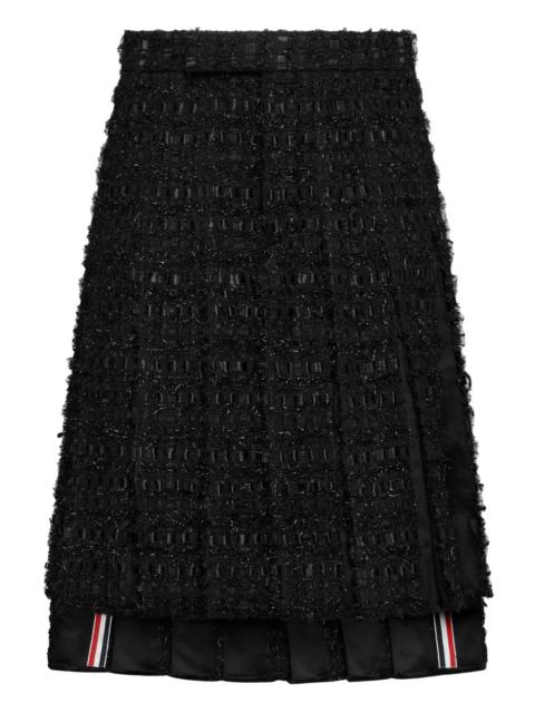 Thom Browne logo-detailed tweed midi skirt