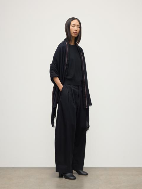 Johnstons of Elgin Ives Navy Chevron Border Cashmere Scarf