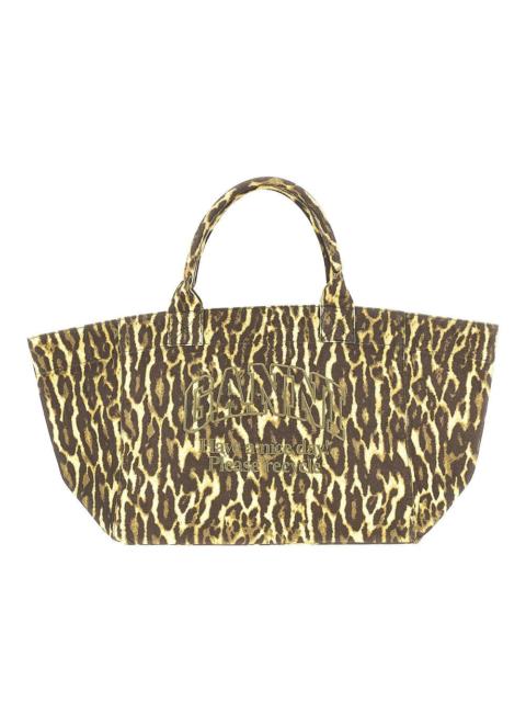 GANNI Ganni Leopard Canvas XXL Tote Bag Multicolor
