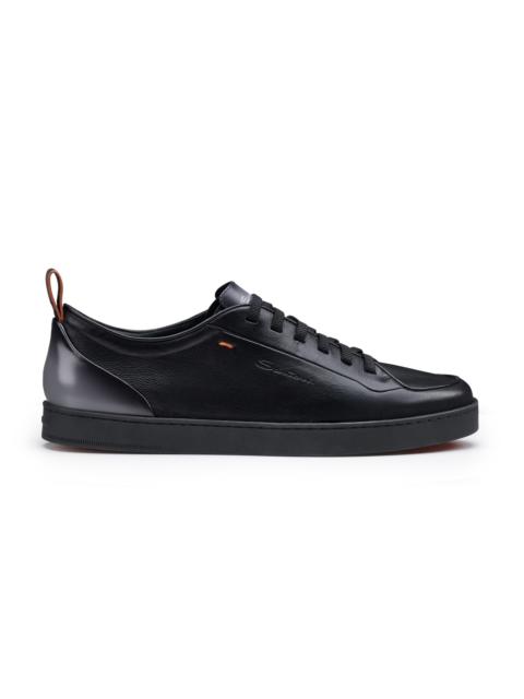 Santoni Men's black leather sneaker