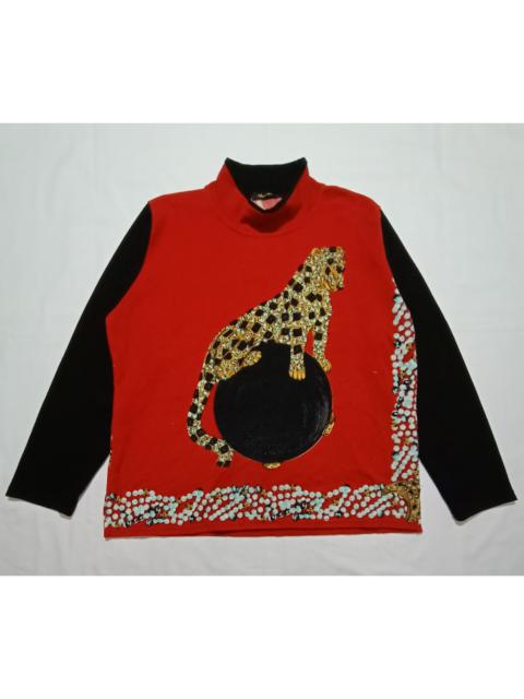 Other Designers Animal Tee - Rubino Long Sleeve Shirt Turtle Neck Animal Print