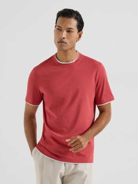 Brunello Cucinelli Cotton jersey crew neck T-shirt with faux-layering