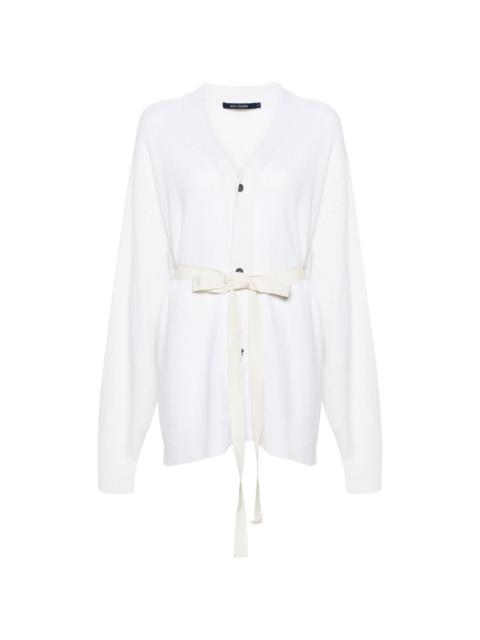 Mask belted cardi coat
