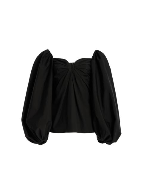 CAROLINA HERRERA Puff-Sleeve Cotton Top black