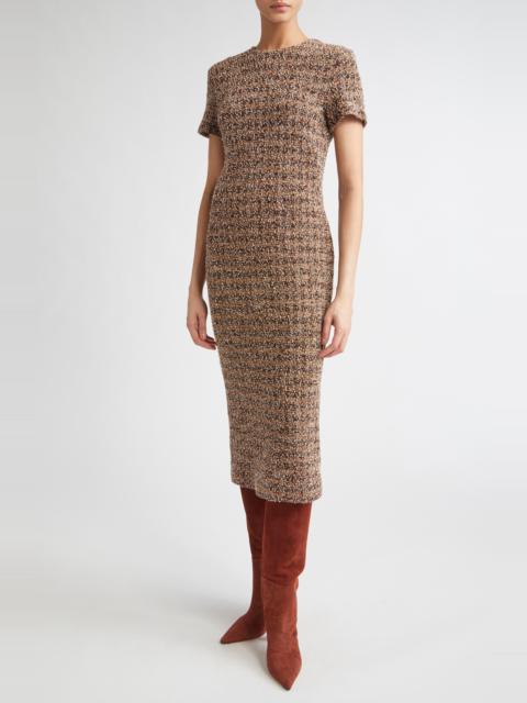 Max Mara Max Mara Giugno Bouclé Jersey Sheath Dress in Camel at Nordstrom