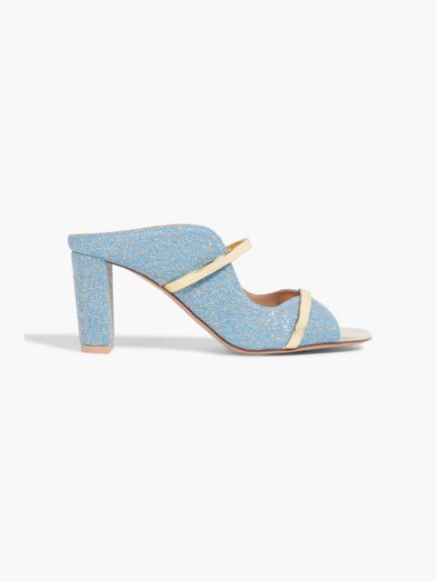 MALONE SOULIERS Norah metallic embroidered denim mules