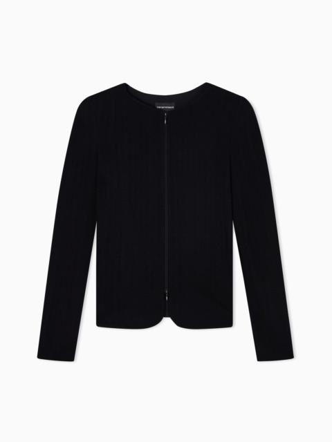 EMPORIO ARMANI CHEVRON MOTIF JERSEY ZIP-UP JACKET