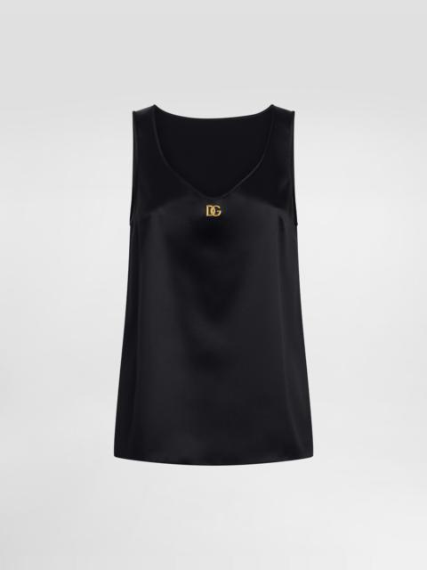 Dolce & Gabbana Satin tank top with DG logo pin