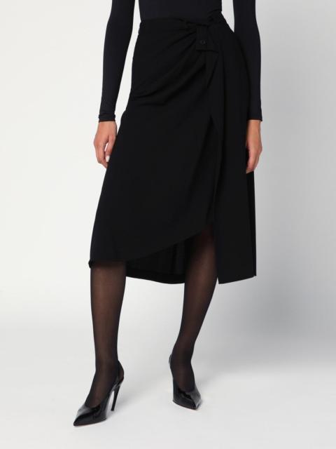 BALENCIAGA Draped black skirt in crêpe