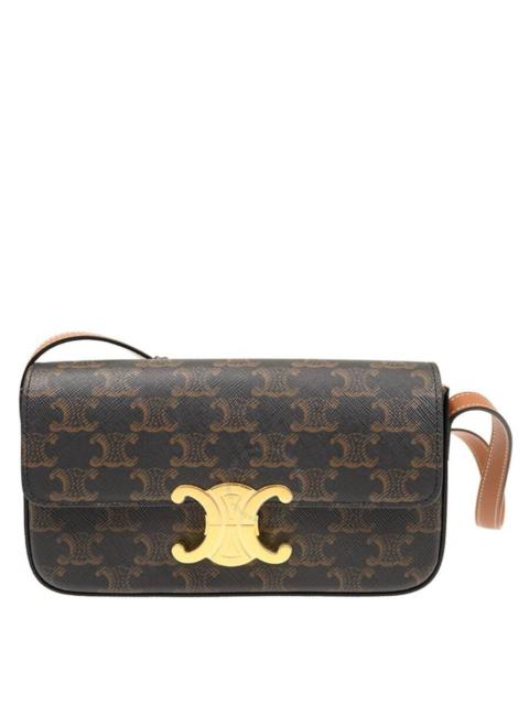 CELINE Celine Triomphe Canvas and Calfskin Claude Shoulder Bag