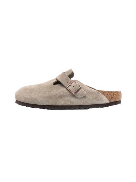 BIRKENSTOCK Boston Soft Footbed "Suede Taupe (Narrow Fit)" 0560773