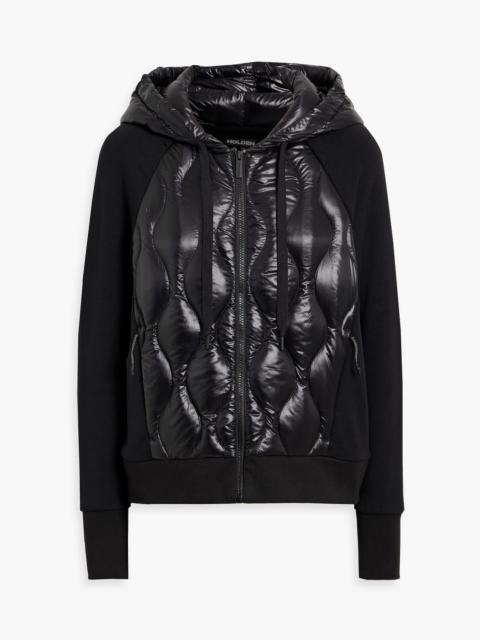 Other Designers Fleece-paneled quilted shell down hoodie