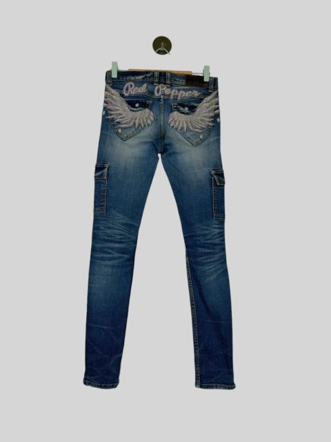 Other Designers If Six Was Nine - Acid Wash RedPepper Skinny Multi Pocket Jeans Low Rise