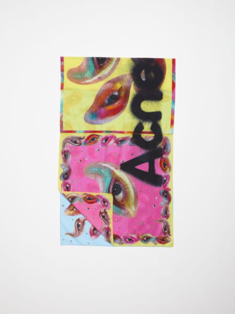 Printed silk scarf - Pink/yellow/orange