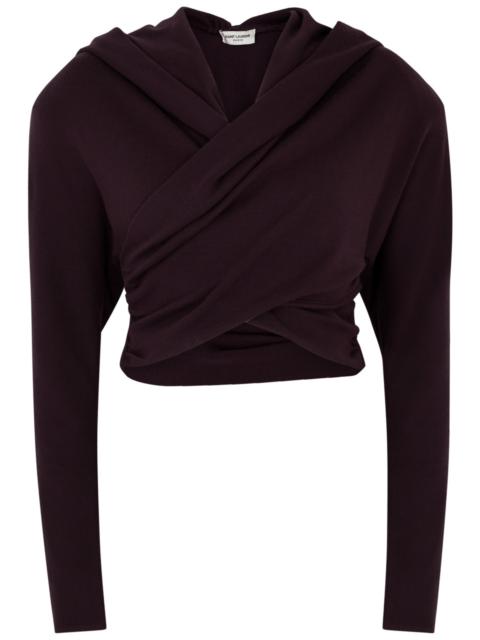 saint laurent Hooded cross-over wool top
