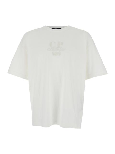 C.P. Company C.P. Company Men White T-Shirt With Logo Embroidered On The Front Tone-On-Tone In Cotton Man