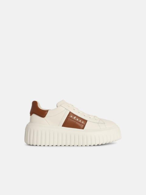 HOGAN 'H STRIPES' IVORY LEATHER SNEAKERS