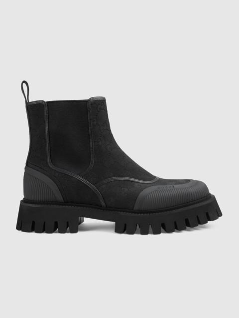 Gucci GG Jacquard Canvas Ankle Boots