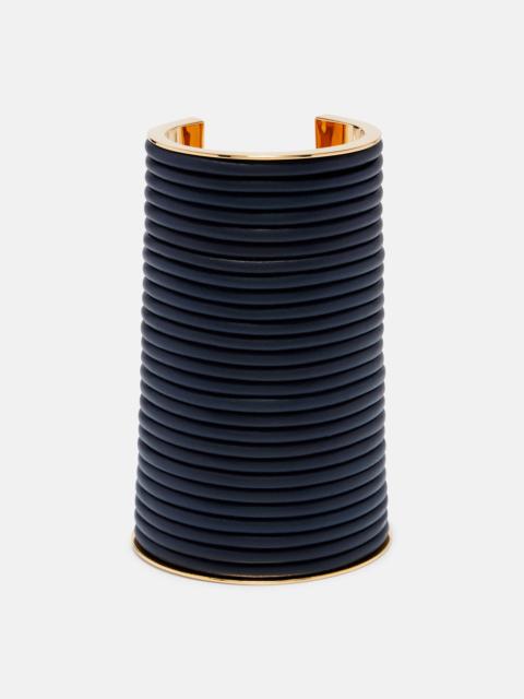 Alaïa Leather-trimmed cuff bracelet