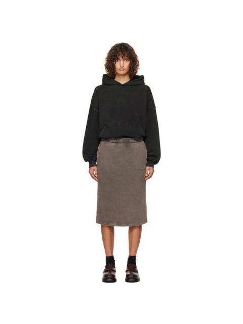 We11done Black & Brown Layered Hoodie Midi Dress