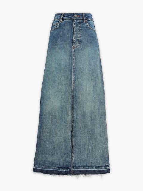 GANNI Frayed denim maxi skirt