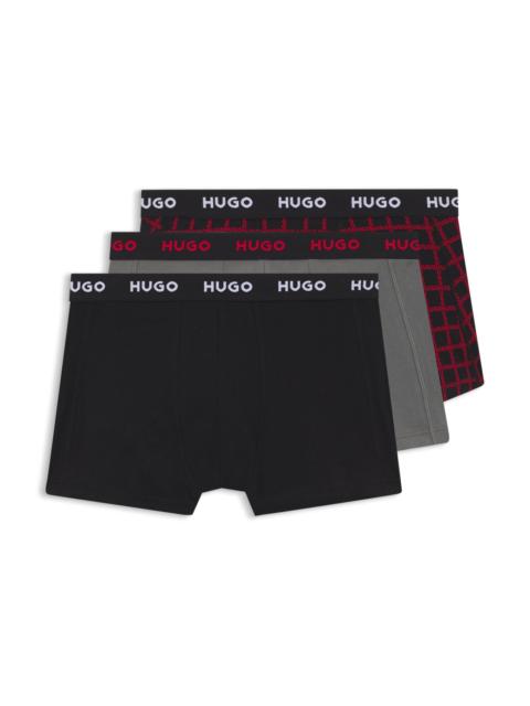 HUGO THREE-PACK OF STRETCH-COTTON TRUNKS