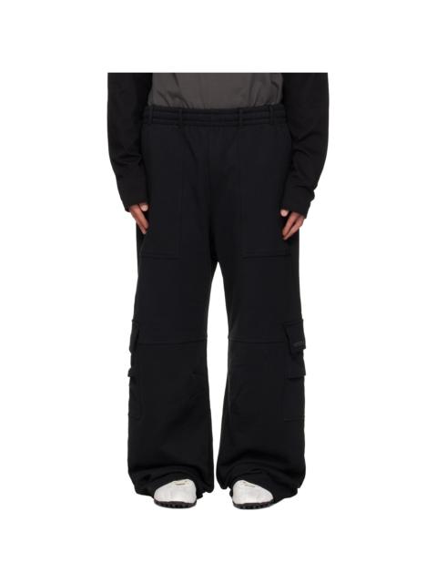 We11done Black Curved Jersey Cargo Pants