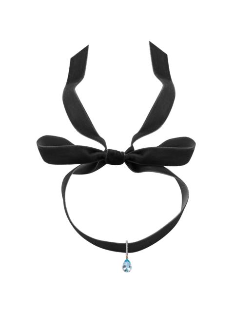 MATEO 14K Yellow Gold Topaz, Diamond Velvet Choker blue