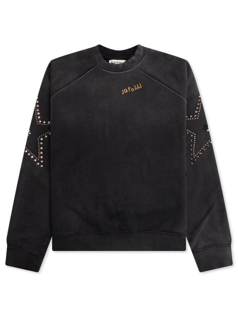 SATOSHI NAKAMOTO STAR STUDDED CREWNECK - BLACK
