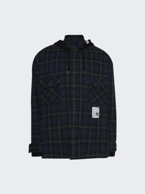 Maison MIHARAYASUHIRO Plaid Hoodie Long Sleeve Shirt Blue