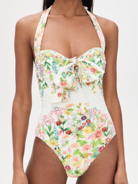 CAMILLA Bow Tie Gathered Underwire Halter One Piece