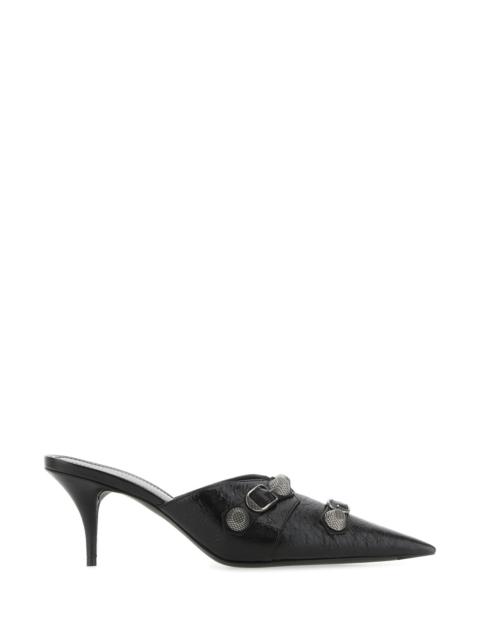 BALENCIAGA Black leather Cagole mules