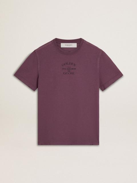 Golden Goose Men’s cotton T-shirt in worn purple with logo print