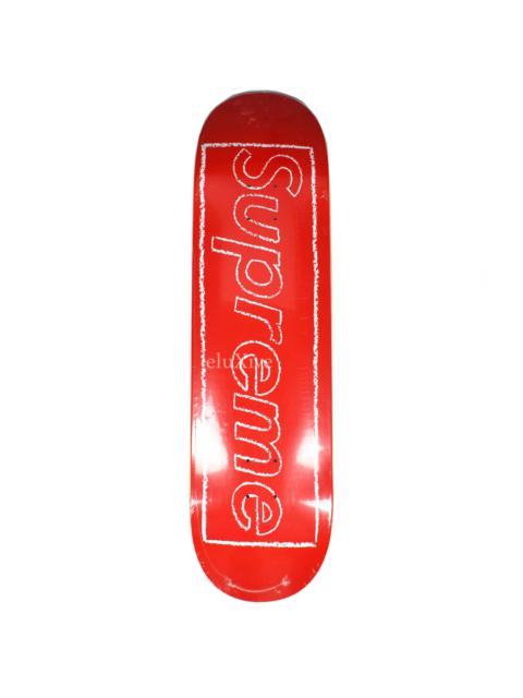 Supreme Kaws Red Box Logo Chalk Skate Deck DS