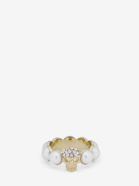 Alexander McQueen Skull And Pearl Ring