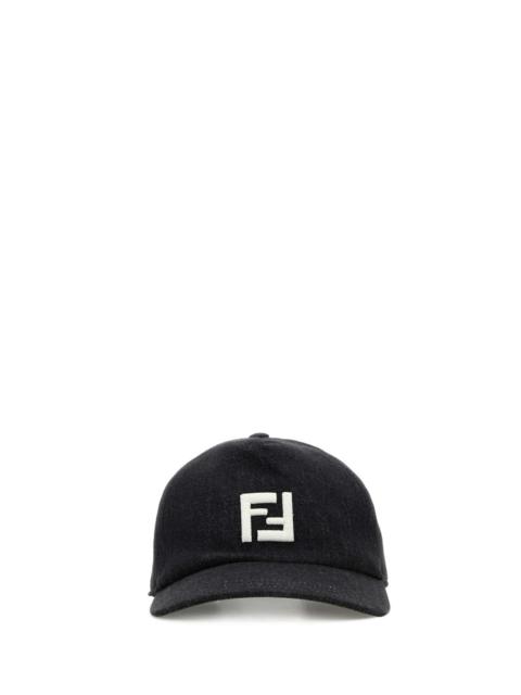 FENDI Fendi Men Black Denim Baseball Cap