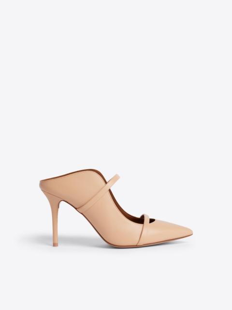 MALONE SOULIERS Maureen 85 Beige Leather Heeled Mules