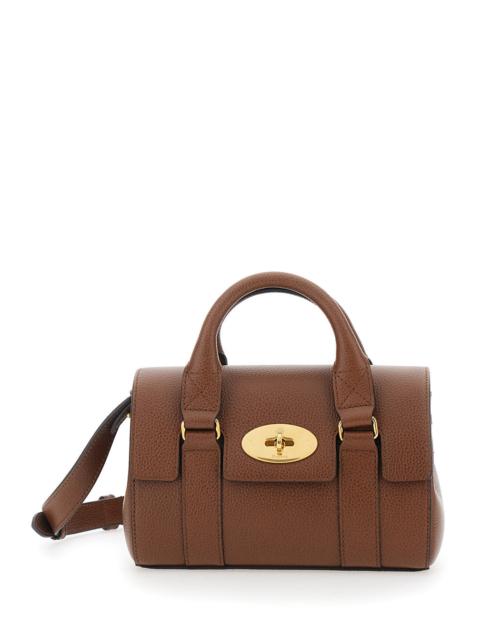 Mulberry Mulberry Women 'Bayswater Mini' Brown Handbag With Twist Lock In Hammered Leather Woman
